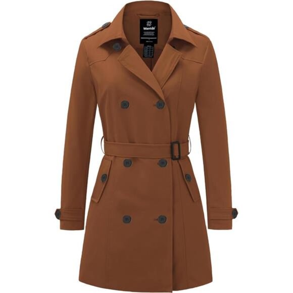 Jackets & Blazers - Women's Waterproof Trench Coat Classic Lapel Outerwear Coat with Belt